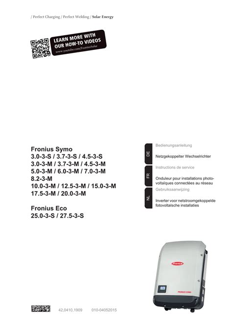 Fronius Symo / Fronius Eco Bedienungsanleitung.